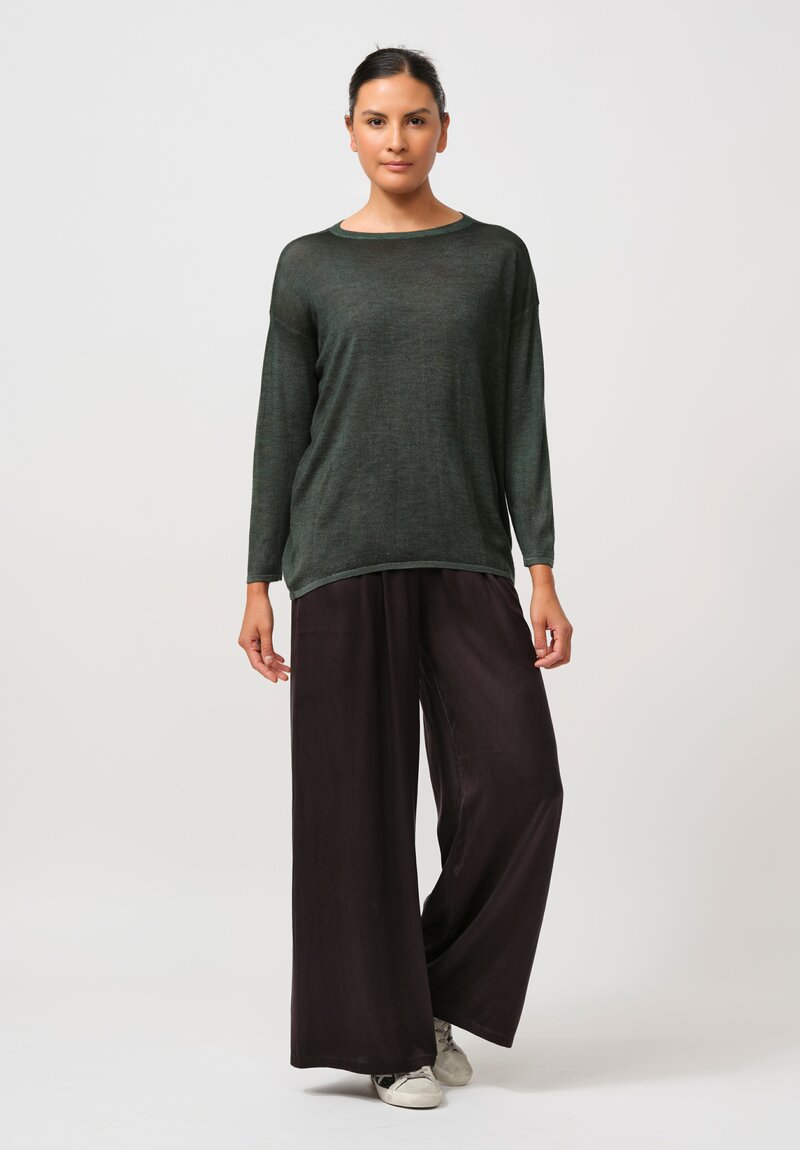 Avant Toi Cashmere & Silk Maglia Barchetta Sweater in Nero Rosco Green	