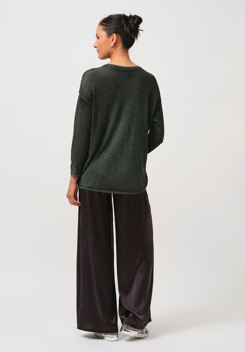 Avant Toi Cashmere & Silk Maglia Barchetta Sweater in Nero Rosco Green	