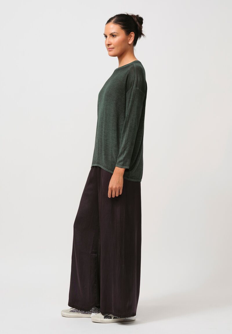 Avant Toi Cashmere & Silk Maglia Barchetta Sweater in Nero Rosco Green	