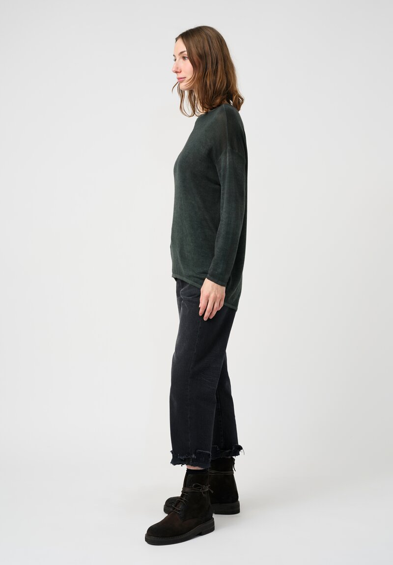 Avant Toi Cashmere & Silk Maglia Barchetta Sweater in Nero & Rosco Green