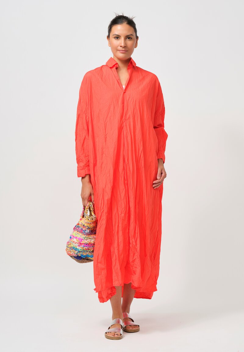 Daniela Gregis Washed Cotton More Tunic with Silk Slip Glow Red	