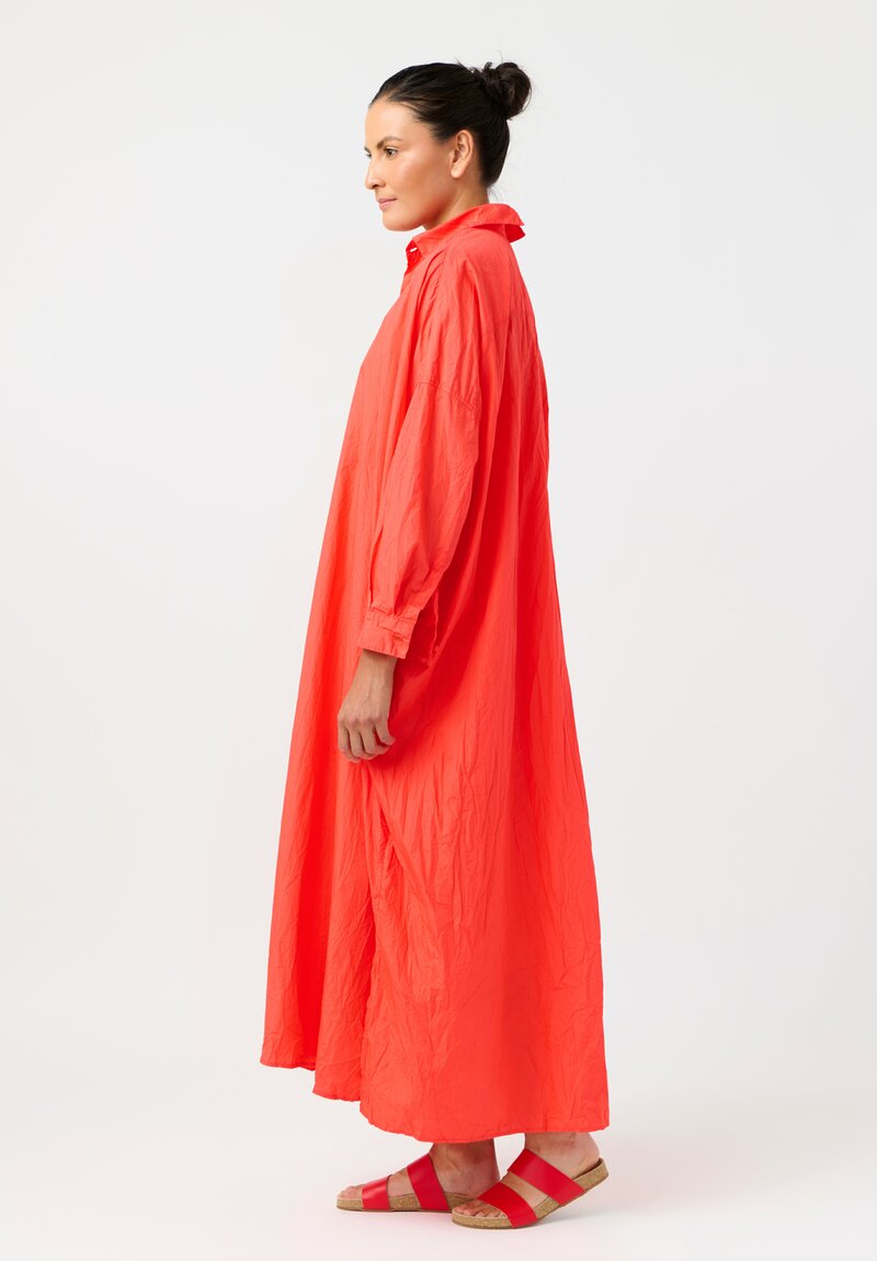 Daniela Gregis Washed Cotton More Tunic with Silk Slip in Glow Red