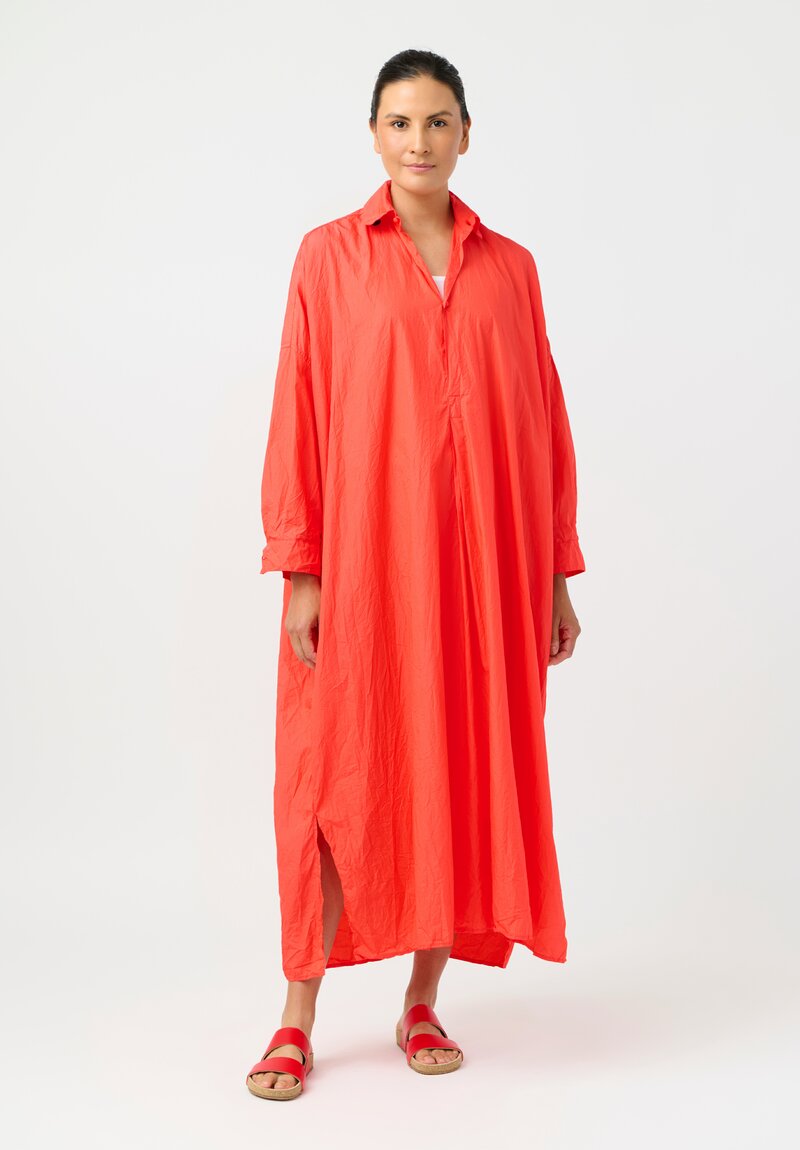 Daniela Gregis Washed Cotton More Tunic with Silk Slip in Glow Red