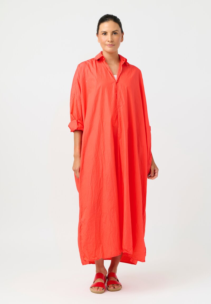 Daniela Gregis Washed Cotton More Tunic with Silk Slip in Glow Red