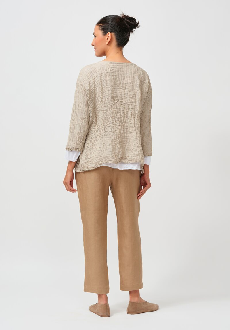 Daniela Gregis Washed Linen Gelso Top in Natural & Raw White	