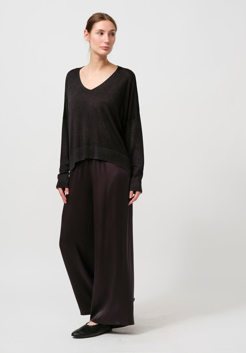 Avant Toi Silk Palazzo Pants in Black	