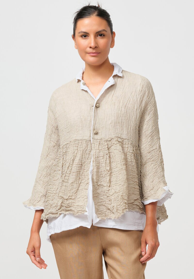 Daniela Gregis Layered Cotton & Linen Luglio Jacket in Natural Raw White	