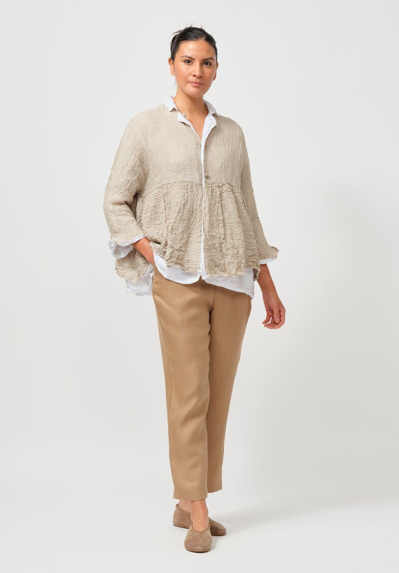 Daniela Gregis Layered Cotton & Linen Luglio Jacket in Natural Raw White	