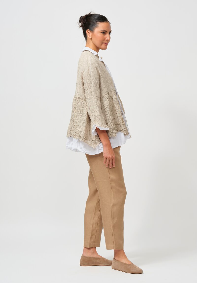 Daniela Gregis Layered Cotton & Linen Luglio Jacket in Natural Raw White	