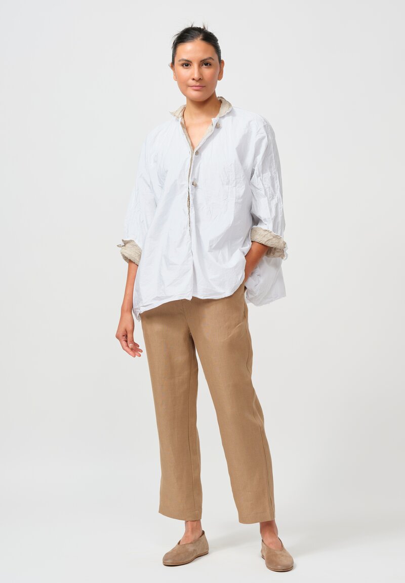 Daniela Gregis Layered Cotton & Linen Luglio Jacket in Natural Raw White	