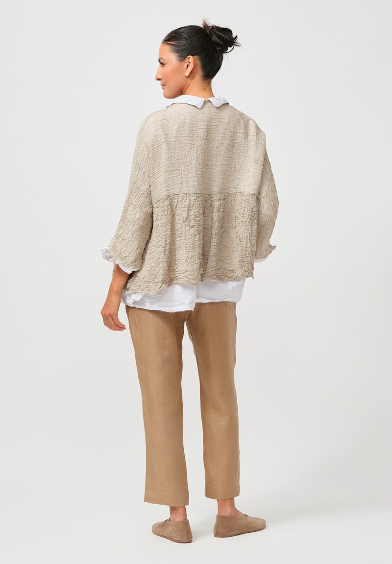 Daniela Gregis Layered Cotton & Linen Luglio Jacket in Natural Raw White	