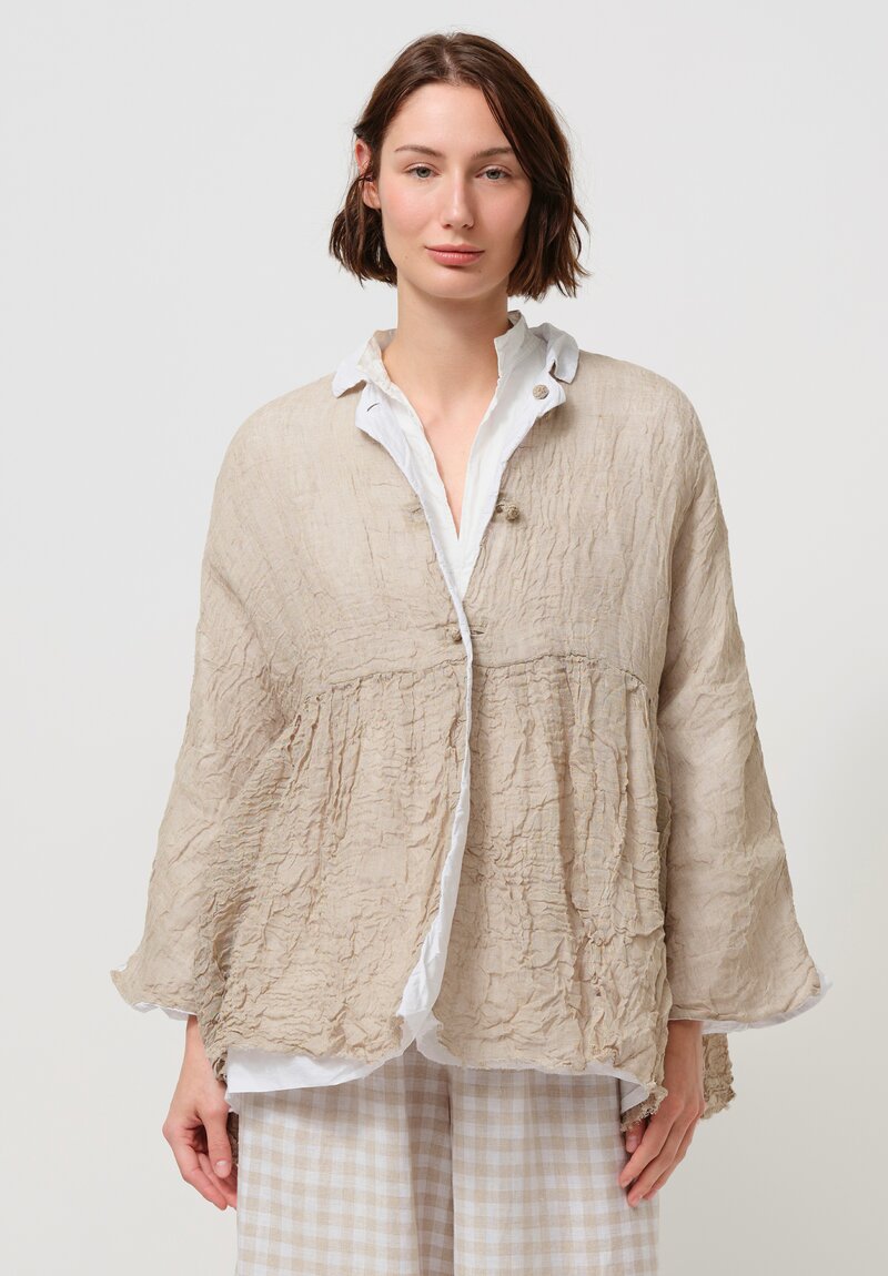 Daniela Gregis Layered Cotton & Linen Luglio Jacket in Natural Raw White	