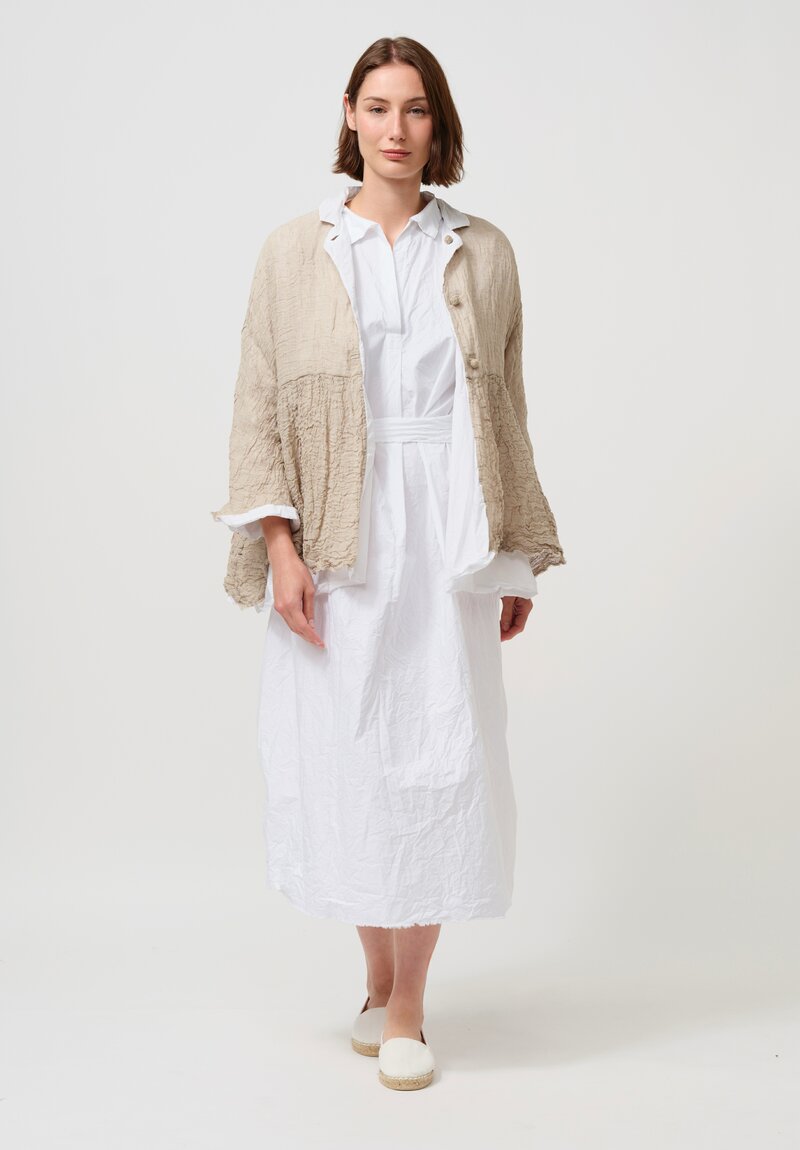 Daniela Gregis Layered Cotton & Linen Luglio Jacket in Natural Raw White	