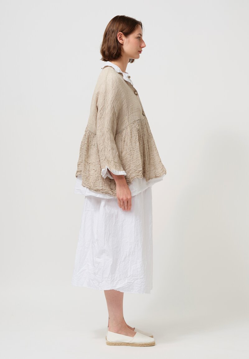 Daniela Gregis Layered Cotton & Linen Luglio Jacket in Natural Raw White	