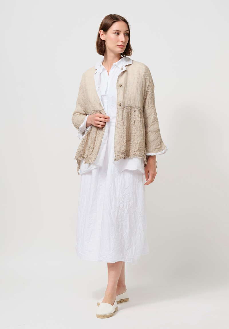 Daniela Gregis Layered Cotton & Linen Luglio Jacket in Natural Raw White	