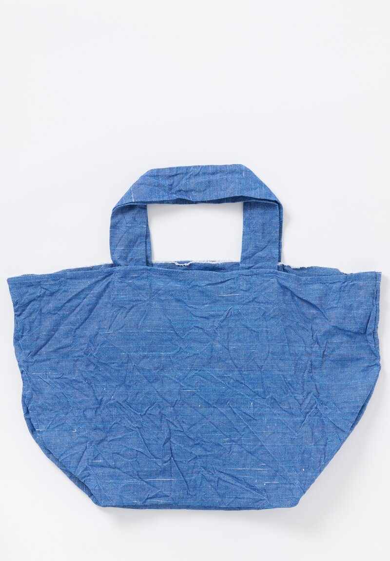 Daniela Gregis Washed Cotton & Linen Spi Fondo Tote in Celeste Blue	