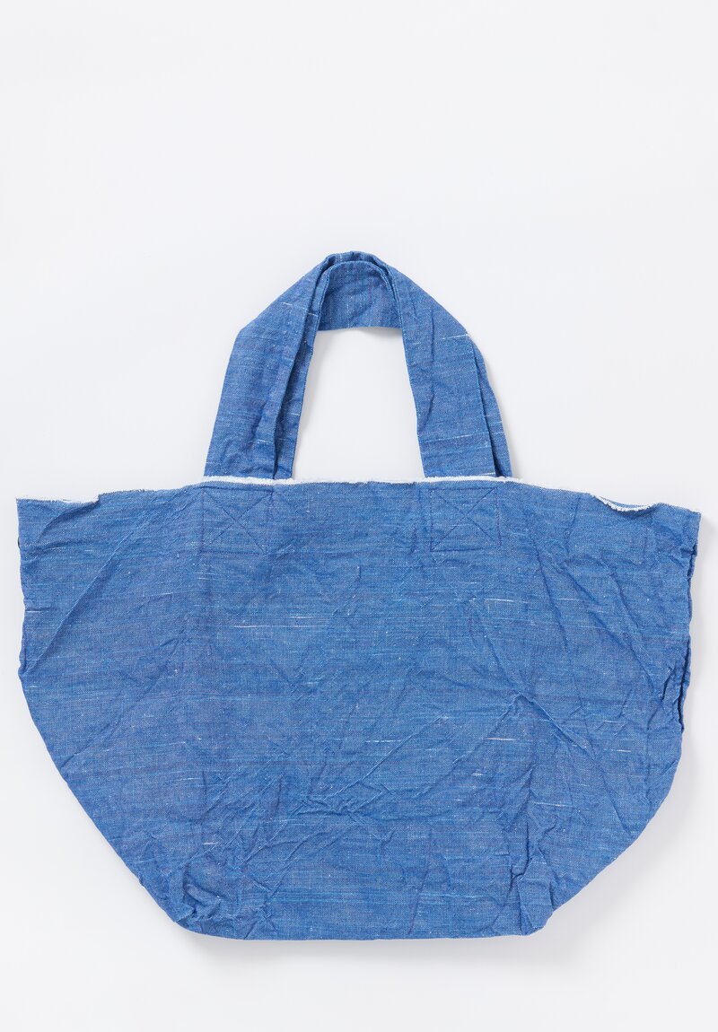 Daniela Gregis Washed Cotton & Linen Spi Fondo Tote in Celeste Blue	