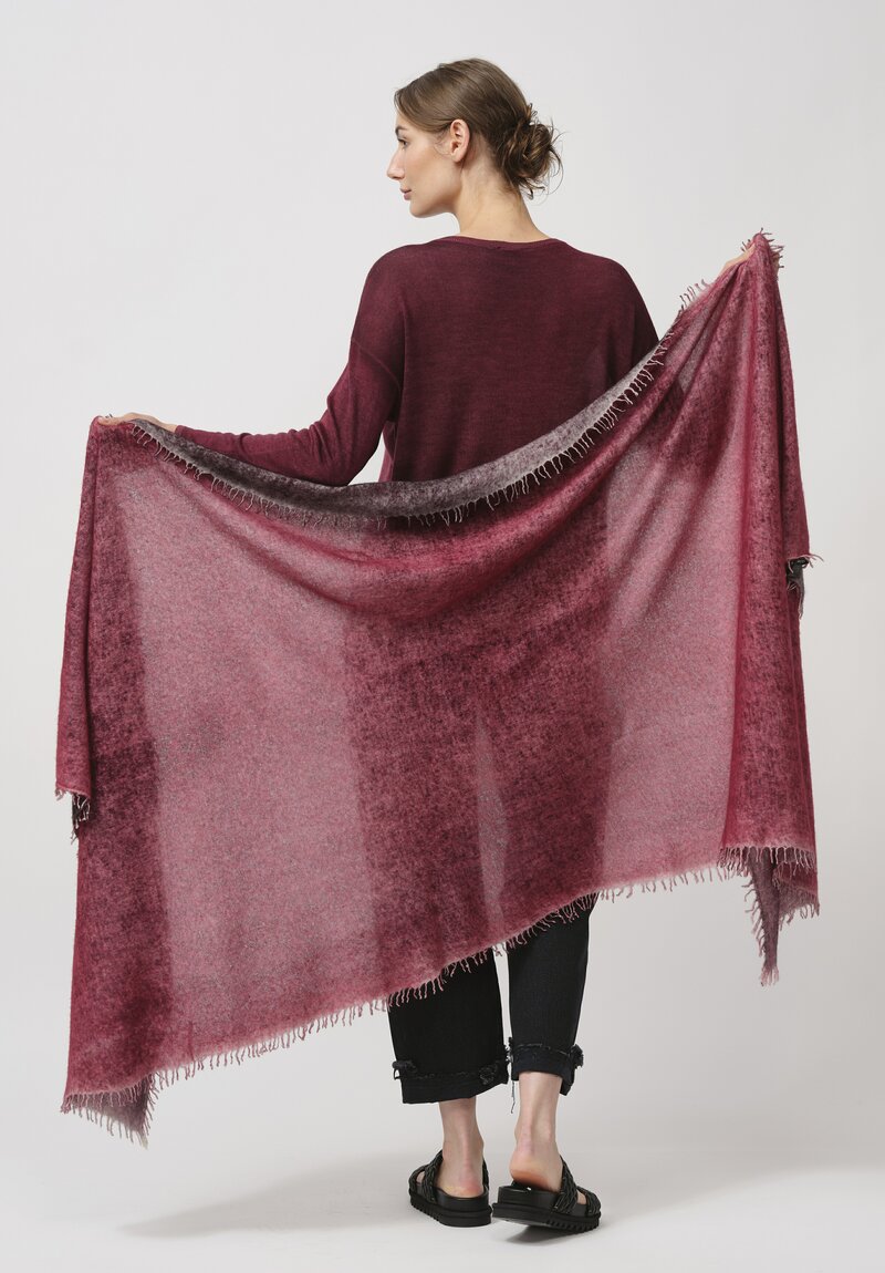 Avant Toi Hand-Painted Cashmere Stola Scarf in Nero Wine Red	