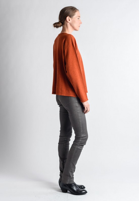 Eskandar Crew Neck Cashmere Sweater in Rust