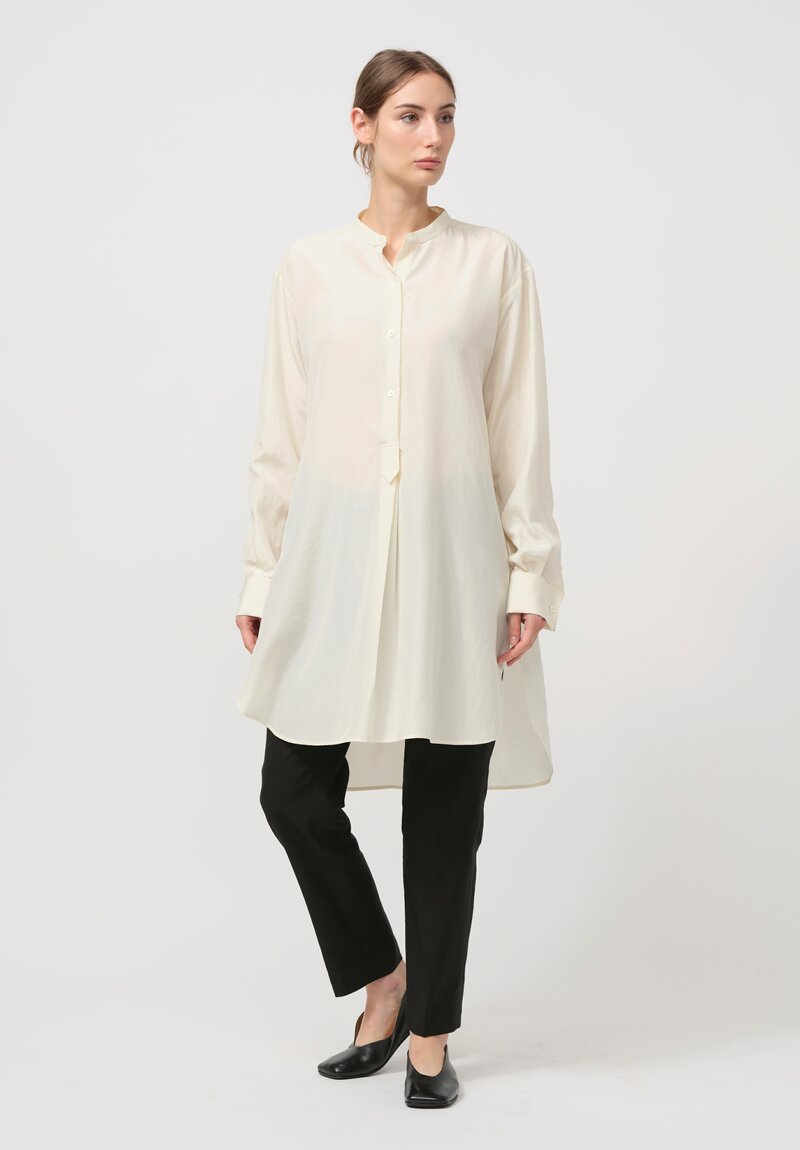 The Row Silk Eden Shirt in Ivory White	