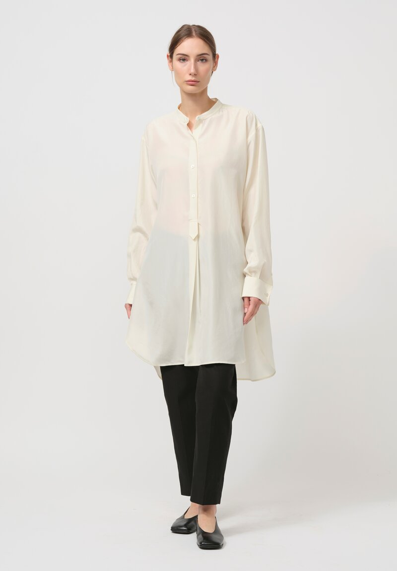 The Row Silk Eden Shirt in Ivory White	