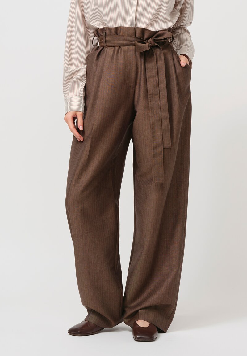 The Row Mohair & Wool Lonan Trousers in Brown	