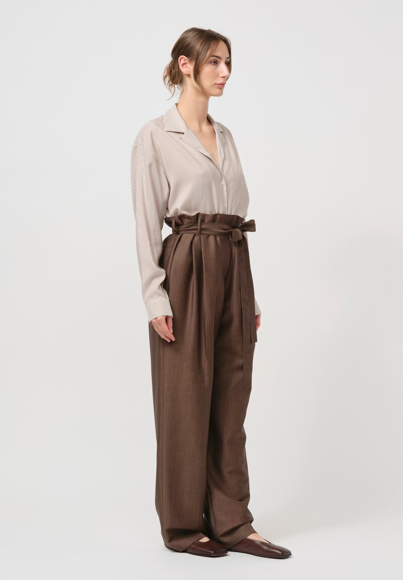 The Row Mohair & Wool Lonan Trousers in Brown	