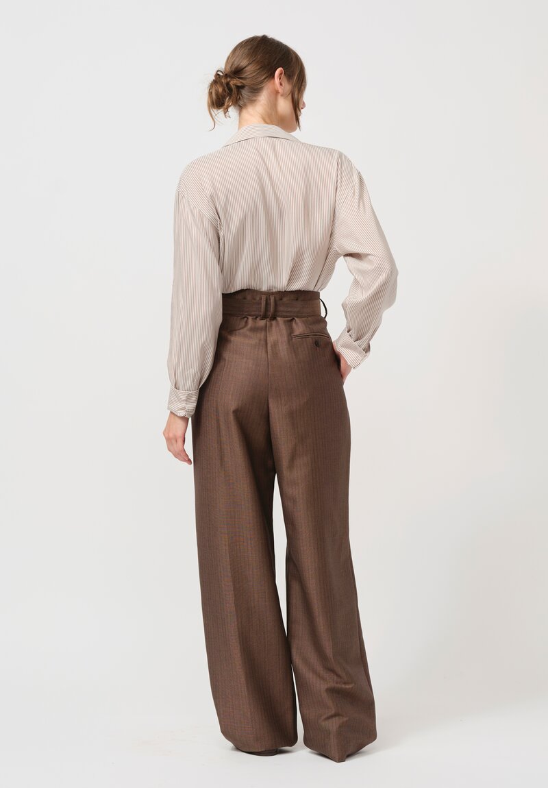 The Row Mohair & Wool Lonan Trousers in Brown	