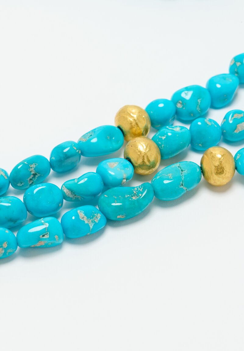 Greig Porter 18K, 3-Strand Kingman Turquoise Necklace	