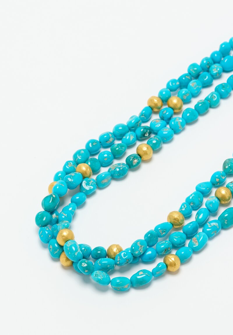 Greig Porter 18K, 3-Strand Kingman Turquoise Necklace	