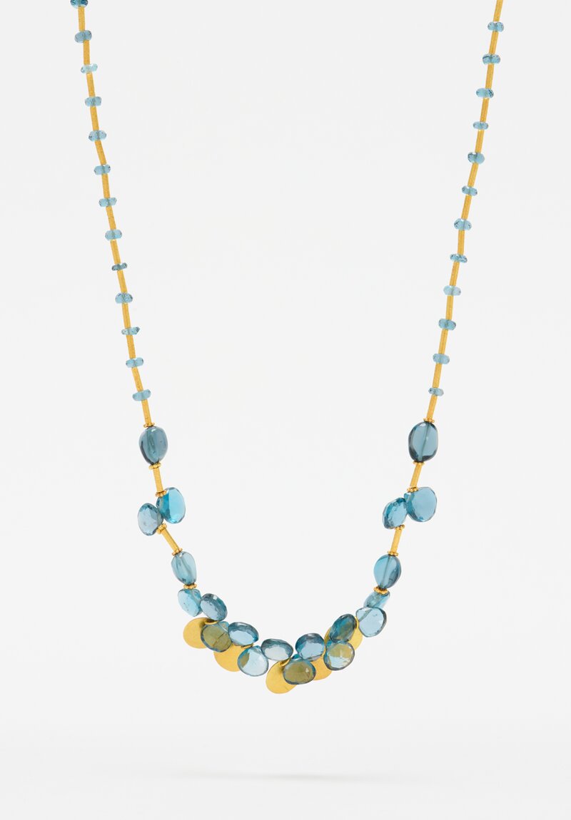 Greig Porter 18K Gold Disk & London Blue Topaz Necklace	