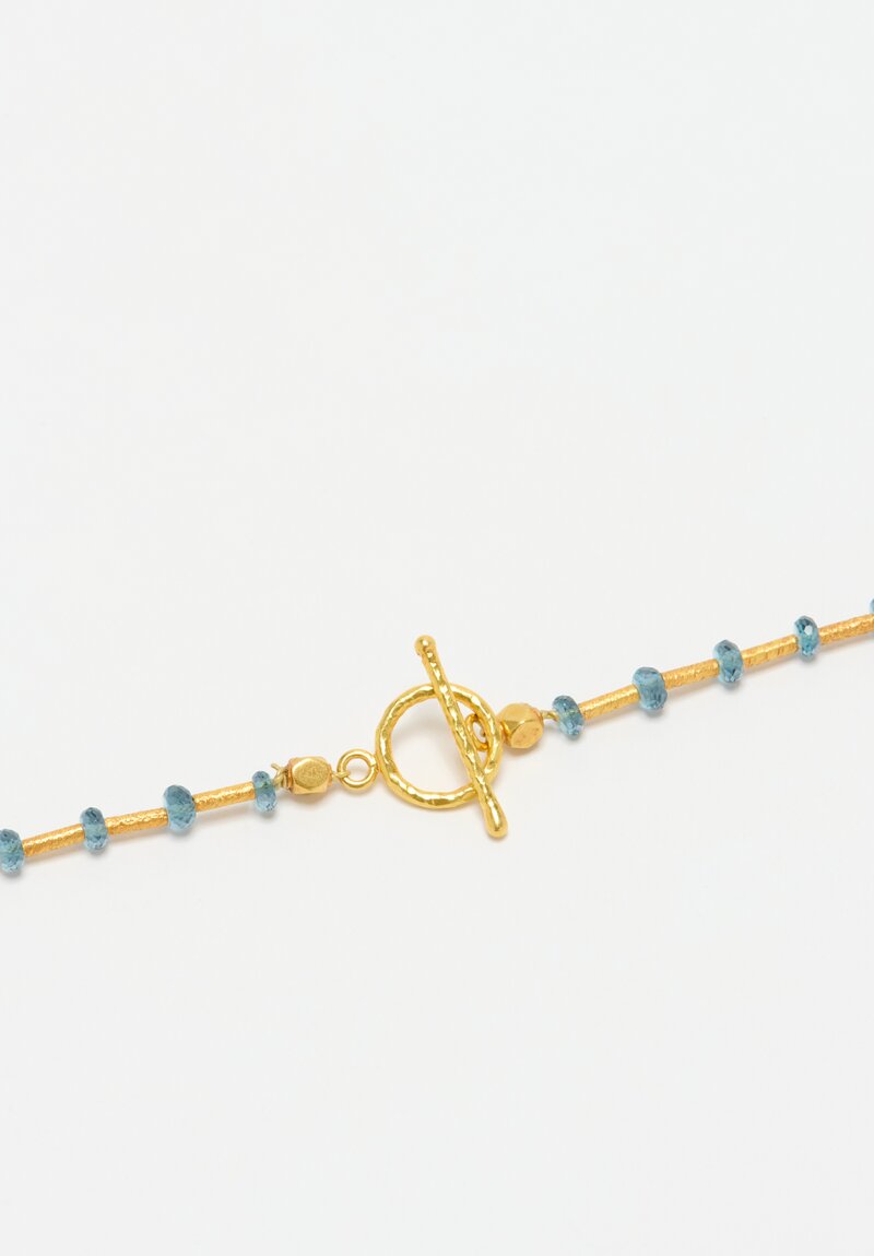 Greig Porter 18K Gold Disk & London Blue Topaz Necklace	