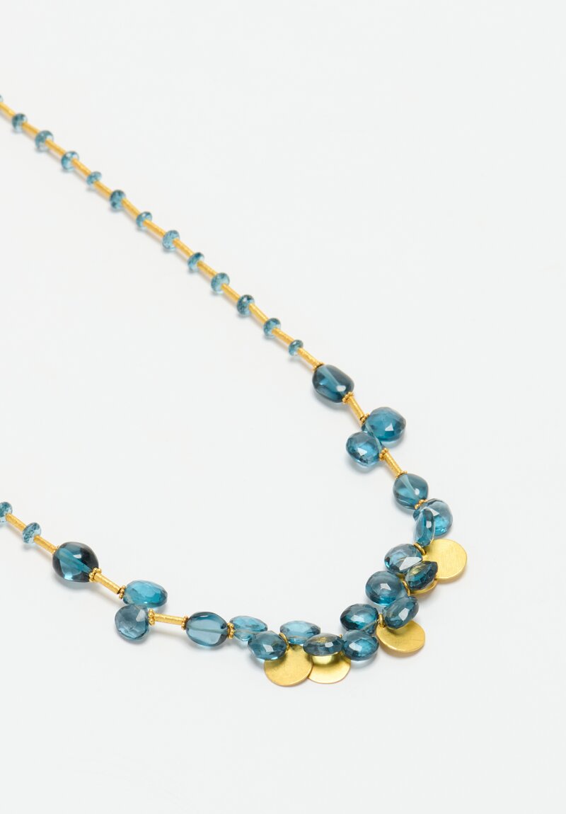 Greig Porter 18K Gold Disk & London Blue Topaz Necklace	