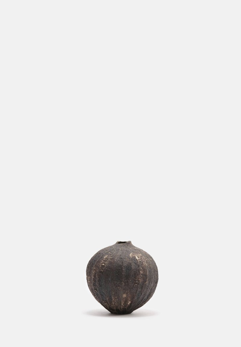 Lise Herud Braten Textured Small Moonvase in Dark Brown & White	