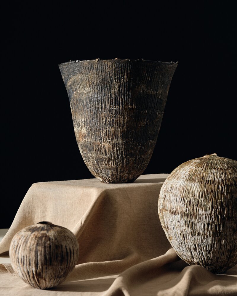 Lise Herud Braten Tall Stormy Slate Open Vessel in Dark Grey