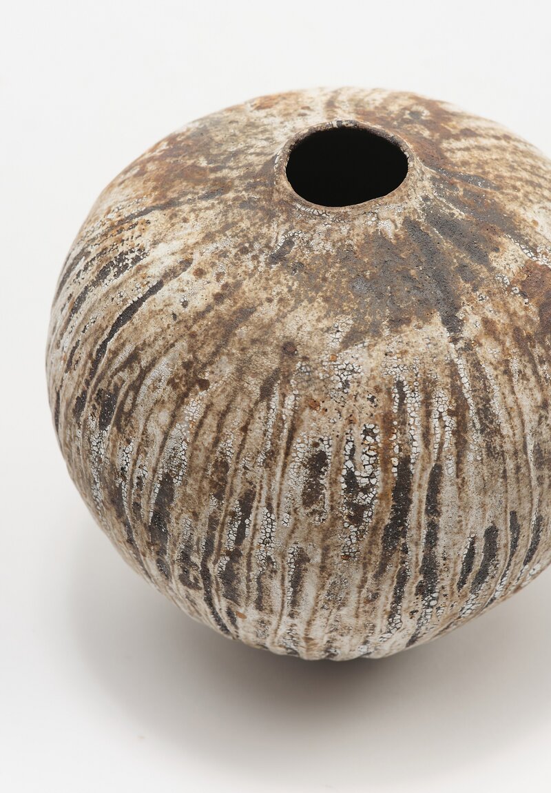 Lise Herud Braten Textured Small Moonvase in White & Brown	