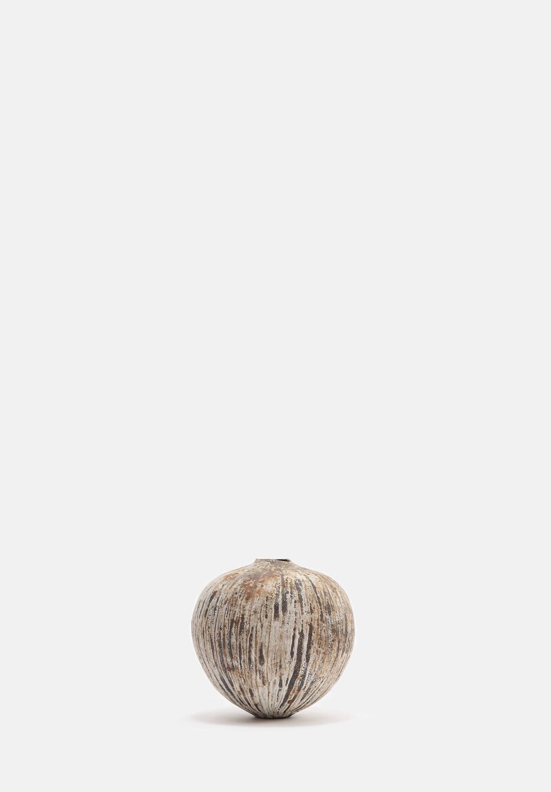 Lise Herud Braten Textured Small Moonvase in White & Brown	