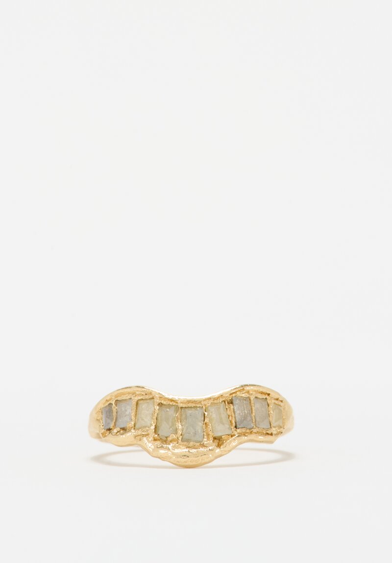 Ellis Mhairi Cameron 14K Grey Baguette Diamond V-Shaped Scatter Ring