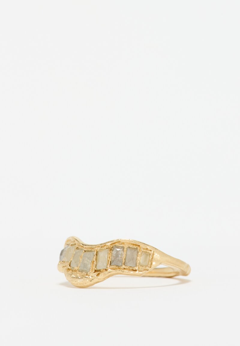 Ellis Mhairi Cameron 14K Grey Baguette Diamond V-Shaped Scatter Ring