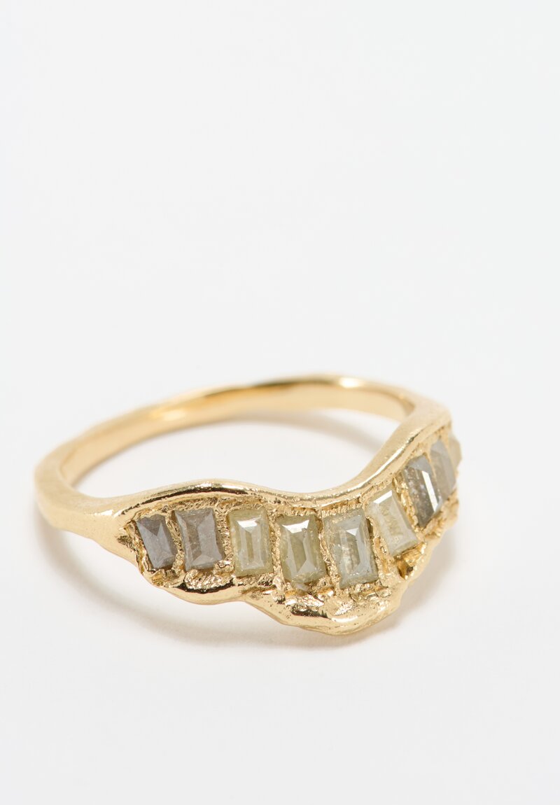 Ellis Mhairi Cameron 14K Grey Baguette Diamond V-Shaped Scatter Ring