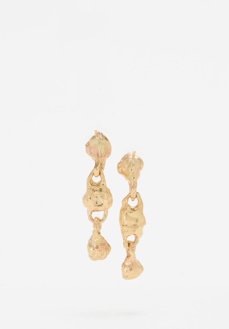 Ellis Mhairi Cameron 14K Autumnal Mixed Cut Diamond Three Drop Earrings 3 ct