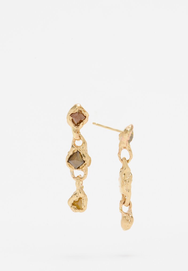 Ellis Mhairi Cameron 14K Autumnal Mixed Cut Diamond Three Drop Earrings 3 ct