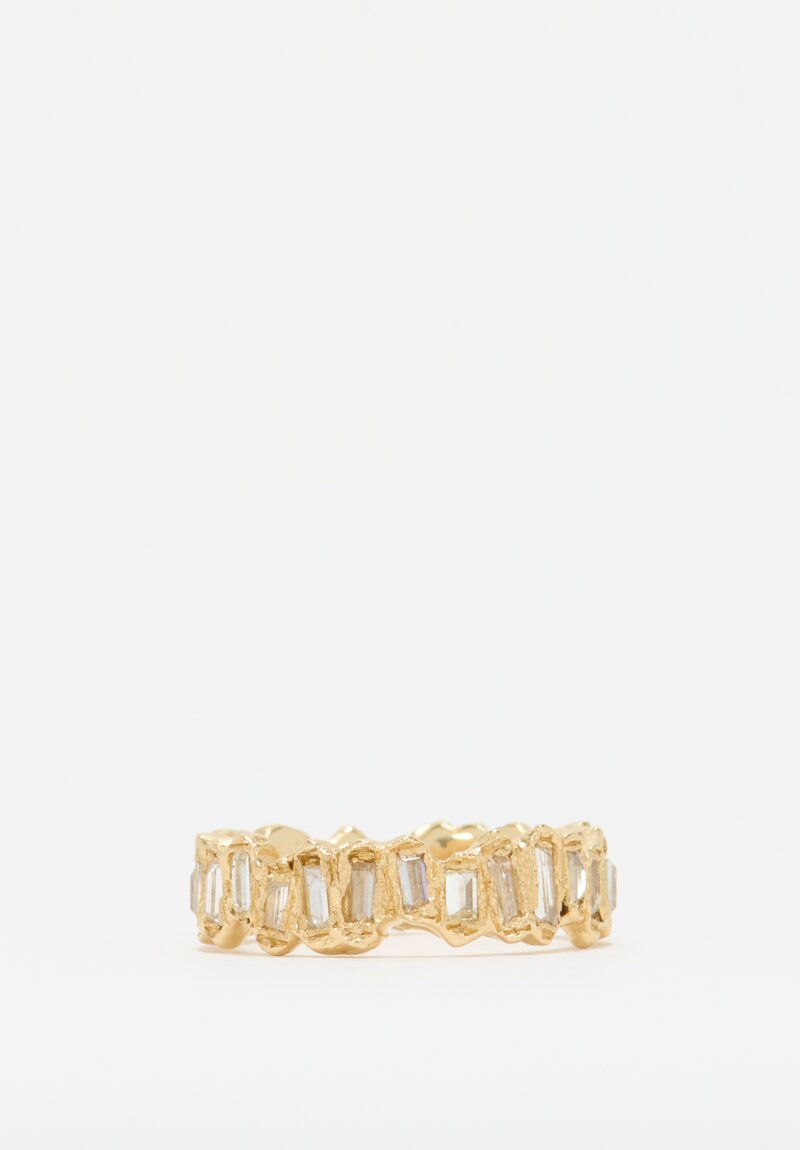 Ellis Mhairi Cameron 14K Molten White Baguette Diamond Eternity Scatter Ring