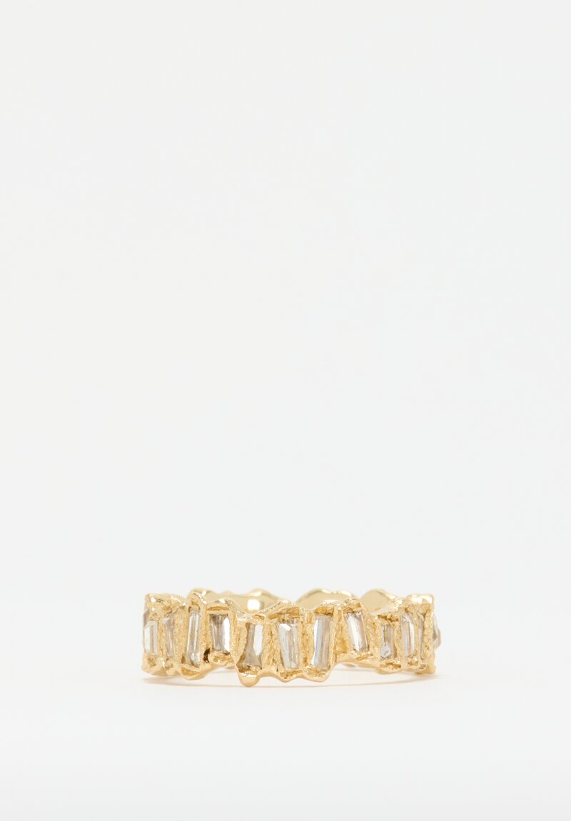 Ellis Mhairi Cameron 14K Molten White Baguette Diamond Eternity Scatter Ring