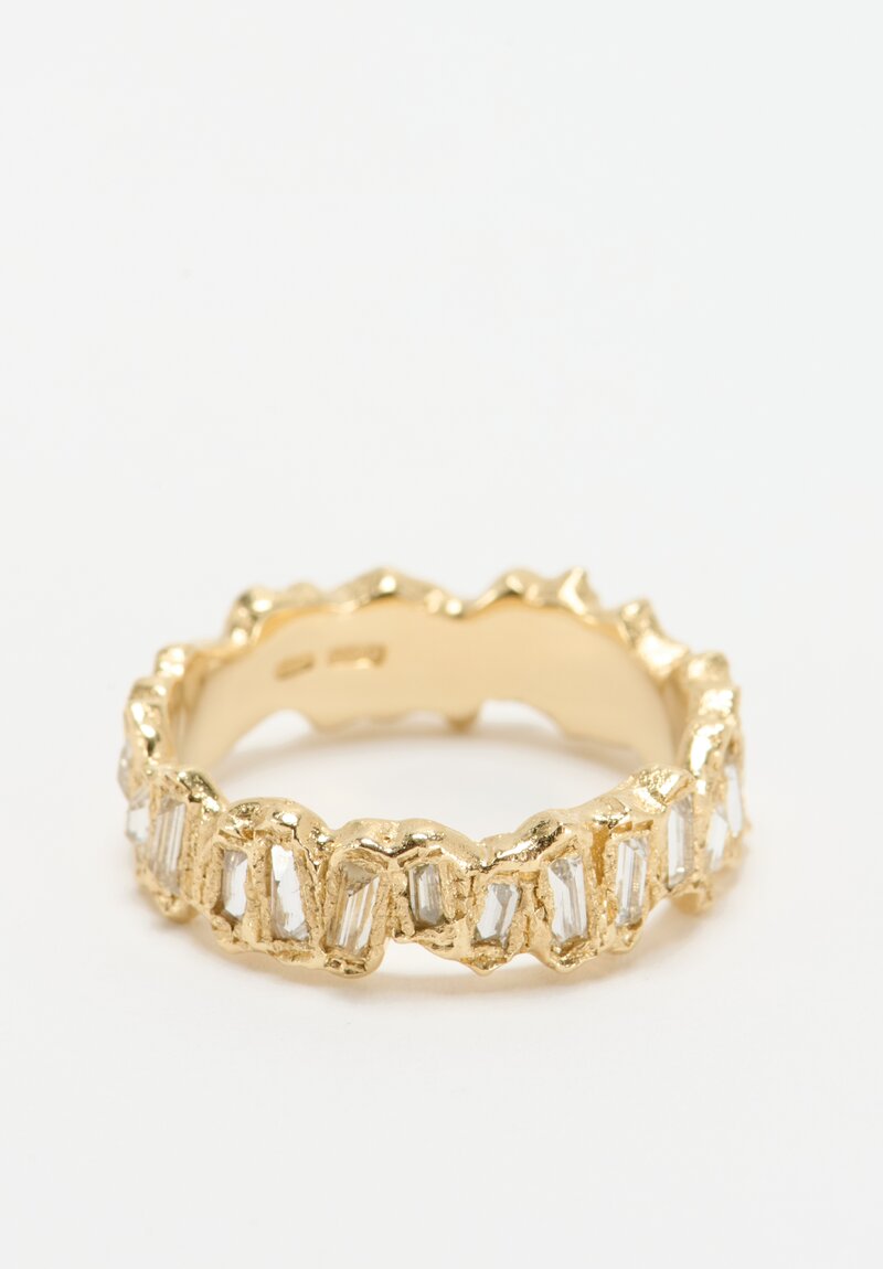 Ellis Mhairi Cameron 14K Molten White Baguette Diamond Eternity Scatter Ring