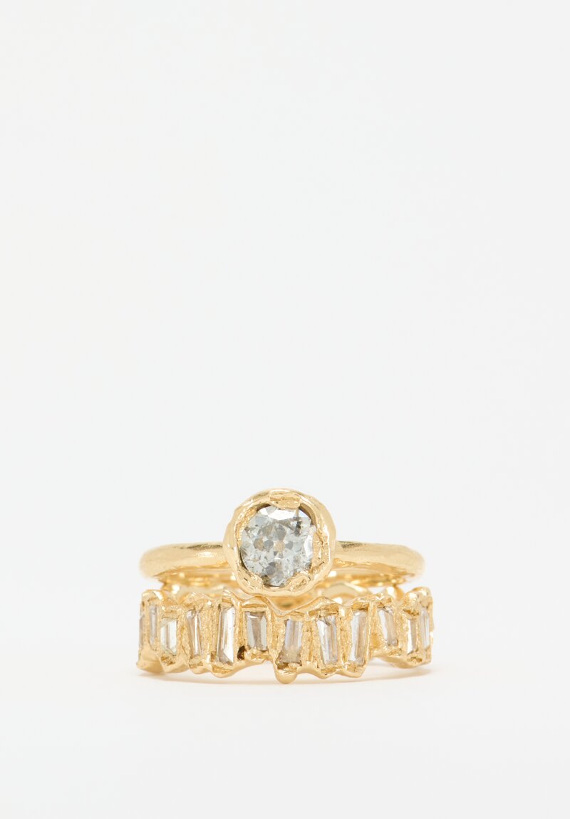 Ellis Mhairi Cameron 14K Molten White Baguette Diamond Eternity Scatter Ring