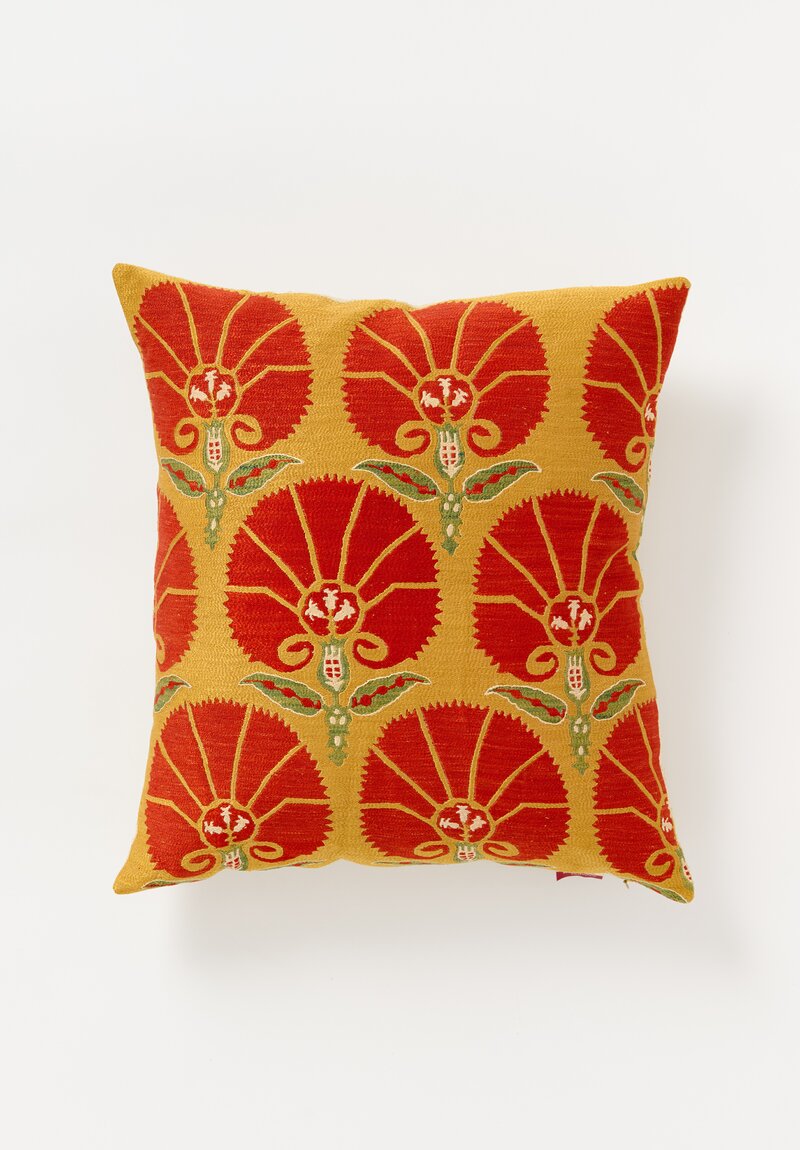 Mehmet Cetinkaya Embroidered Pillow in Green, Yellow & Orange	