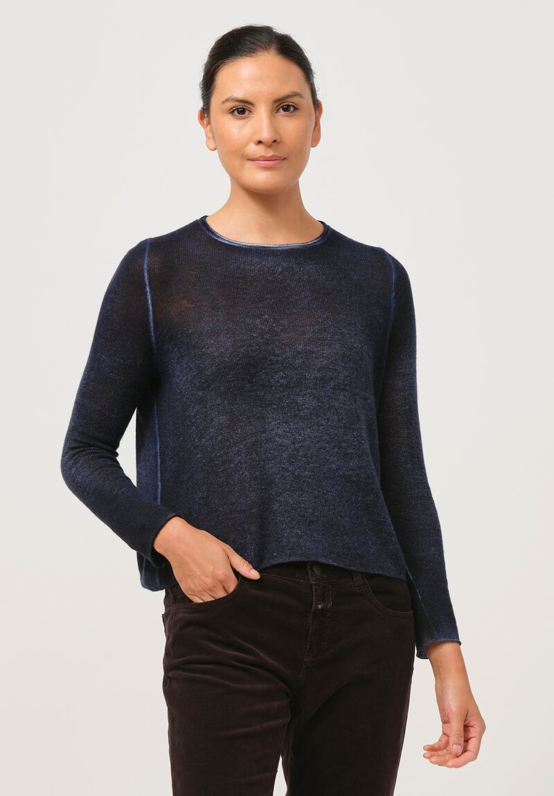 Avant Toi Cashmere Light Garza Sweater in Nero China Blue	