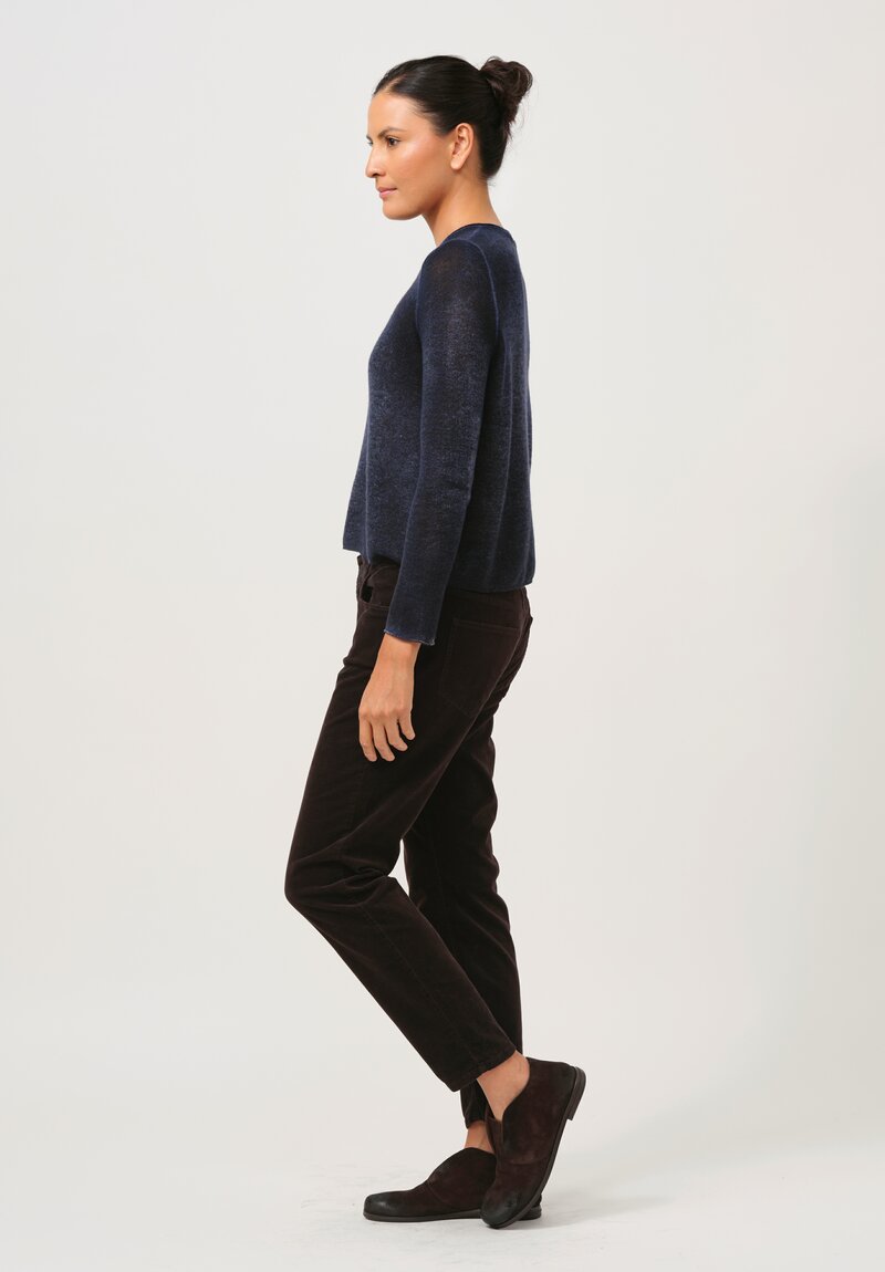 Avant Toi Cashmere Light Garza Sweater in Nero China Blue	