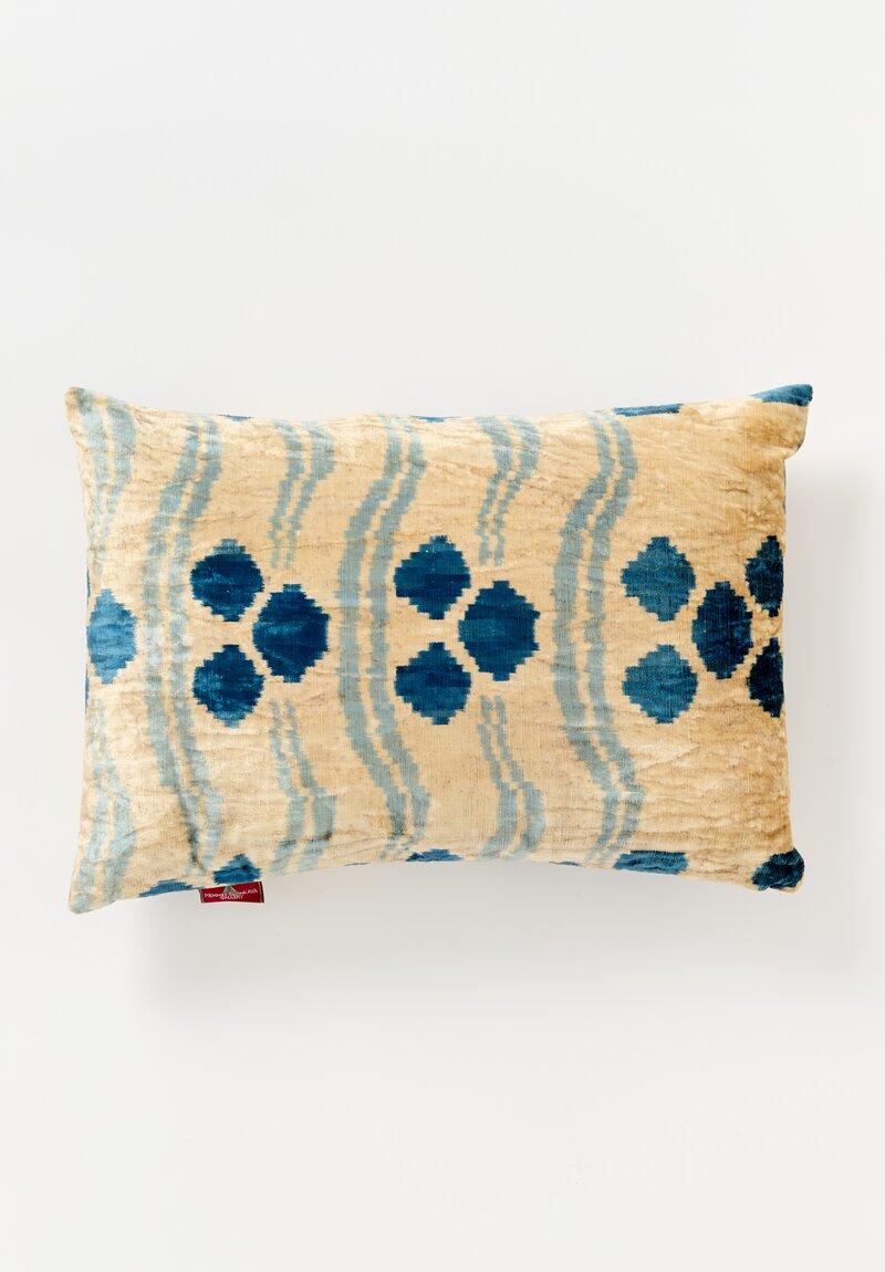 Mehmet Cetinkaya Velvet Pillow in Natural & Blue	